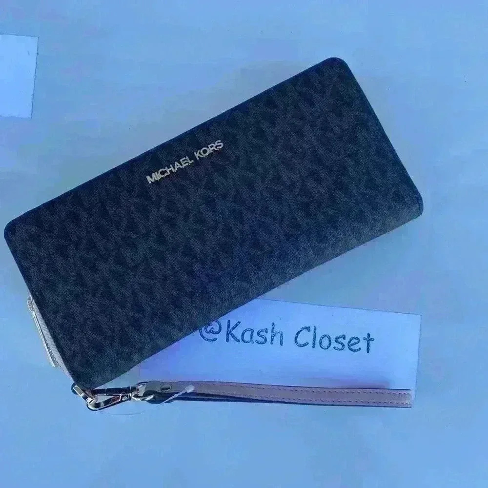 Michael Kors Wristlet Travel Continental Large Wallet MK Logo Powder blush Brown - Picture 5 of 8
